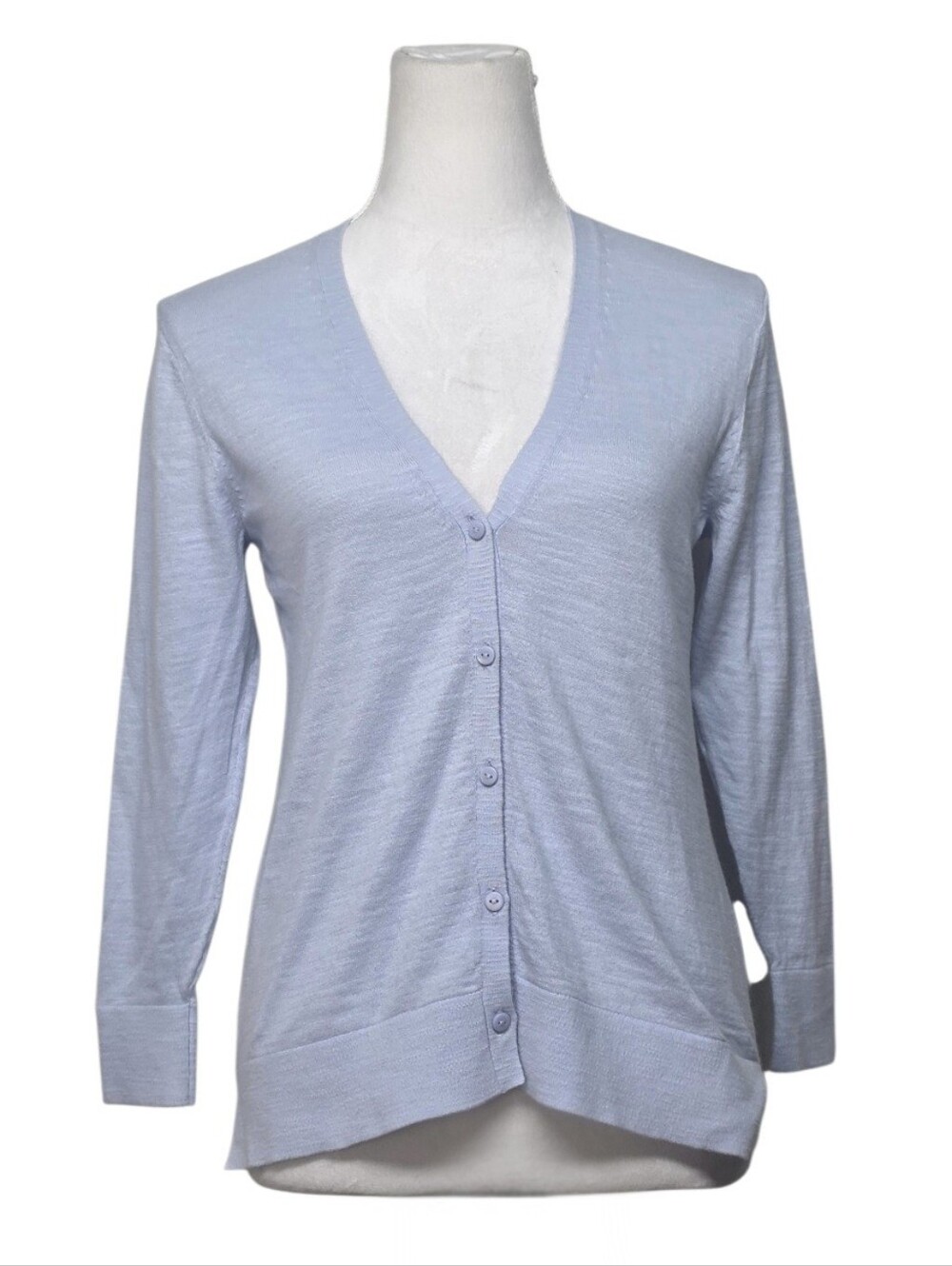 Ann Taylor Factory Light Blue V-Neck Button Front Cardigan